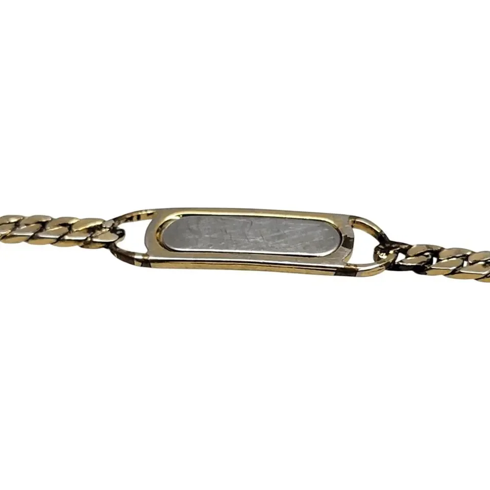 Vintage Avon Two Tone Gold Silver Curb Chain Blank ID Plaque Bracelet Unisex
